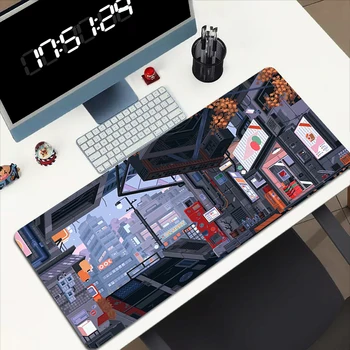 Xxl Игровой Коврик для мыши Pixel Neon City Коврик Для мыши Аксессуары Для ПК Шкаф для Геймеров Компьютерные Столы Защита Стола Коврики для клавиатуры Mause