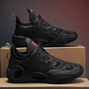 Высококачественная мужская баскетбольная обувь, мужская женская чистая черная повседневная спортивная обувь, уличная баскетбольная обувь для тренировок, детские кроссовки