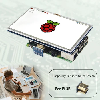 5-дюймовый ЖК-модуль с сенсорным экраном для Raspberry Pi 4B/3B 800x480 HD-Дисплей с Держателем корпуса, Совместимый с HDMI Монитором