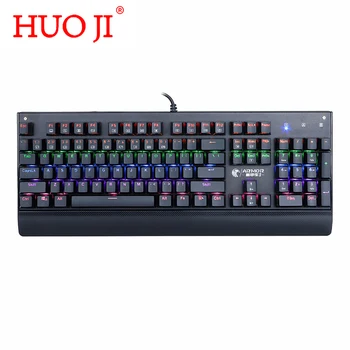 HUO JI X-7200 Механическая Игровая клавиатура Anti-ghosting 104 клавишный Синий Переключатель Проводная клавиатура со светодиодной подсветкой Keyborad для Игрового Портативного ПК