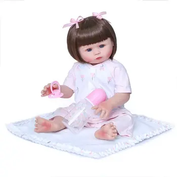 47 см, реалистичная кукла, полностью мягкая виниловая одежда для малышей, голубоглазая девочка Gi
