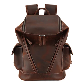 Винтажный мужской рюкзак Crazy Horse из натуральной кожи большой емкости, рюкзак из воловьей кожи, школьная сумка для ноутбука, для деловых поездок