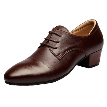 Размер 37-45, танцевальная обувь для мужчин, коричневая танцевальная обувь, профессиональная обувь для латиноамериканских танцев, мужские кроссовки высотой каблука 3 см/4,5 см/5,5 см