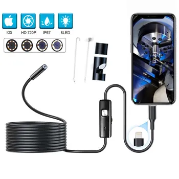 Промышленный эндоскоп 0.3MP HD Камера для осмотра труб 8 мм Iphone Apple iOS Планшетные эндоскопы Видеокамера для автомобильного канализационного стока
