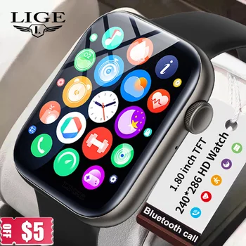 LIGE 1,81 дюймовые Смарт-Часы Мужские Bluetooth Call P45 HD Экранные Часы С Поворотными Клавишами IP67 Smartwatch Женские Для Xiaomi Huawei Samsung