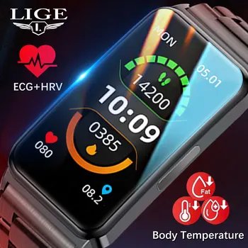 LIGE ЭКГ + PPG Смарт-Часы Мужские Против ВПЧ Неинвазивный Браслет для контроля уровня сахара в крови, сердечного Ритма, Спортивные Фитнес-Водонепроницаемые Мужские Умные Часы