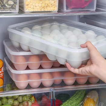 34 Сетки Пластиковых контейнеров для хранения яиц, Коробка-Органайзер для холодильника, Ящик для хранения яиц, футляр для хранения свежих яиц, лоток для кухонных принадлежностей