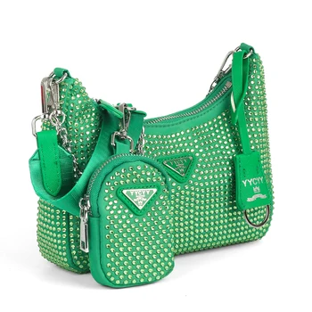 2023 Популярная Дизайнерская Женская сумка для подмышек, комплект из трех предметов, Изысканная сумка с бриллиантовым Полумесяцем, сумка на одно плечо, женское ночное шоу